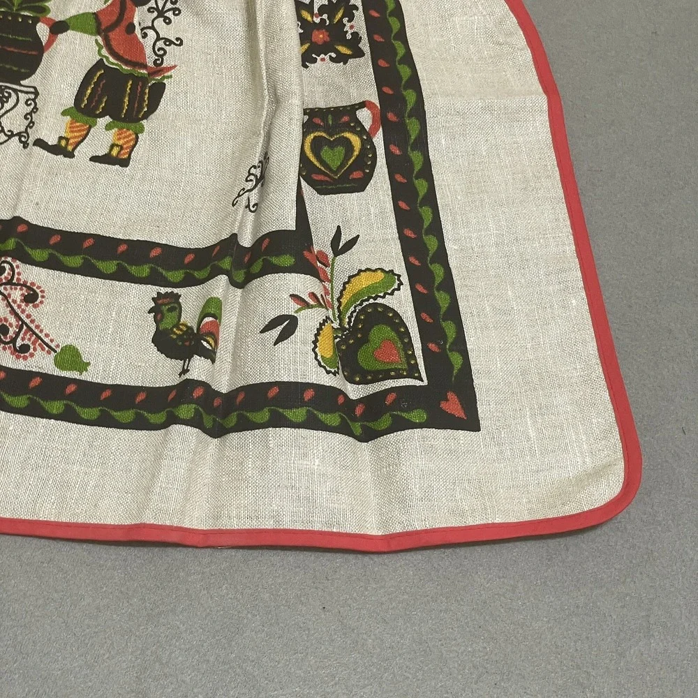 Vintage Apron Linen‎ Pennsylvania Dutch Folk Ceramics Kitchy Linen Cottagecore